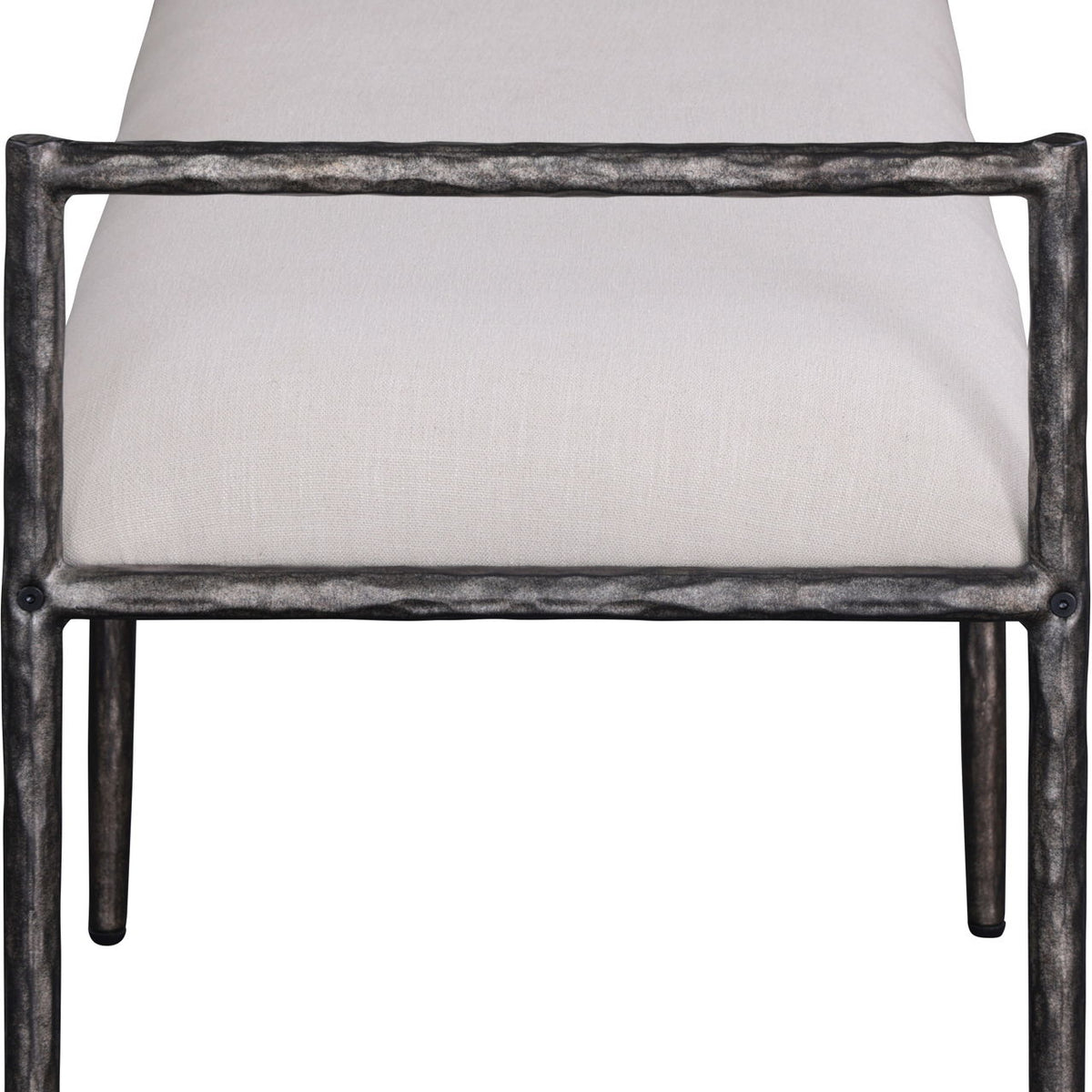 Axis - Linen Textured  Beige Fabric Upholstered Bench