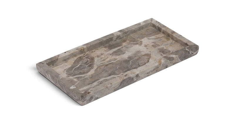 Genuine marble tray with light gray stone veining
