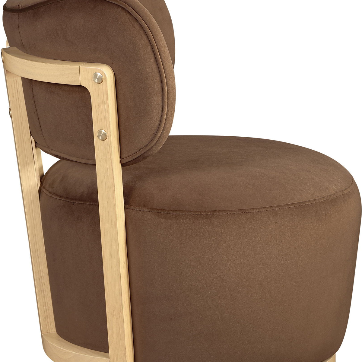 Elara - Velvet Upholstered Swivel Accent Chair - Stained Natural