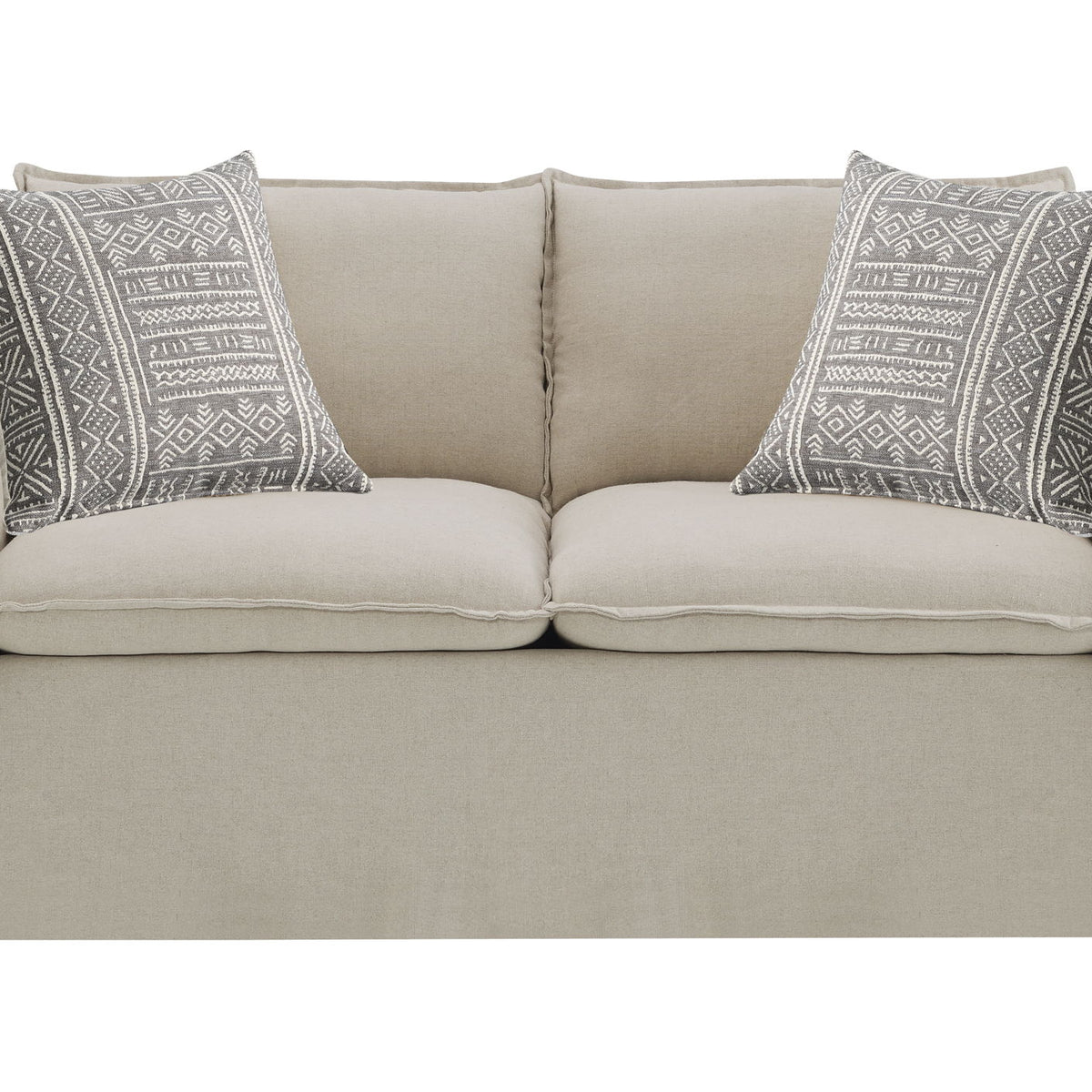 Upendo - Pattern Linen Loveseat With 2 Toss Pillows - Beige