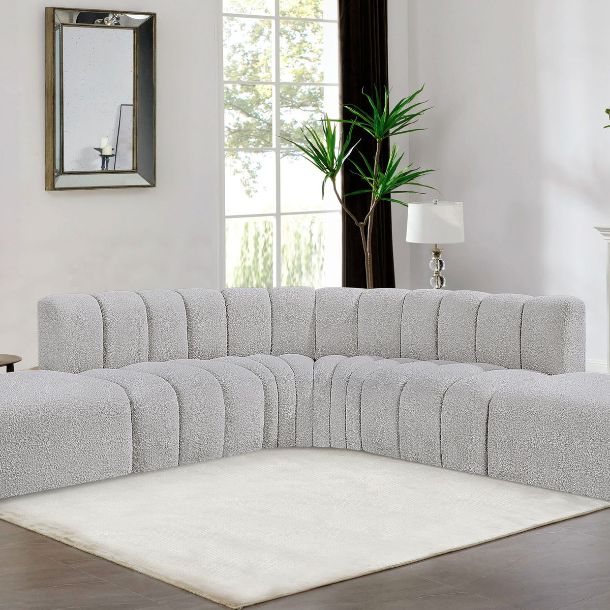 Arc - Boucle Fabric 6 Piece Corner Modular Sofa