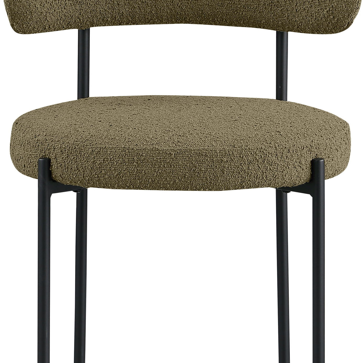 Beacon - Boucle Fabric Dining Chair With Black Legs (Set of 2) - Olive Green