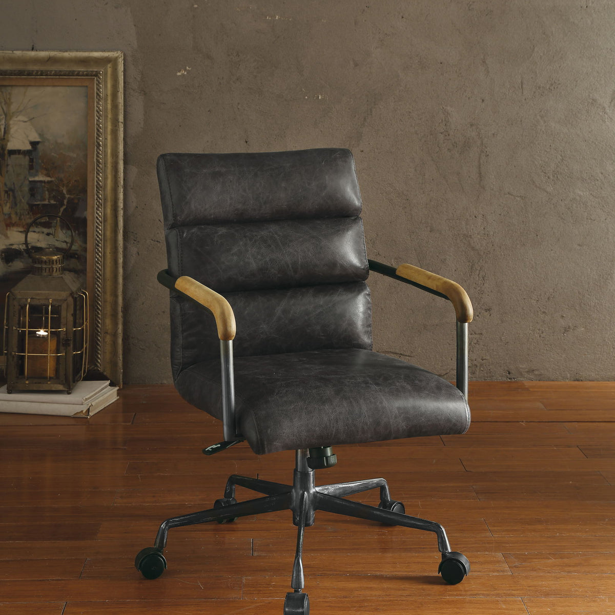 Harith - Retro Top Grain Leather Office Chair