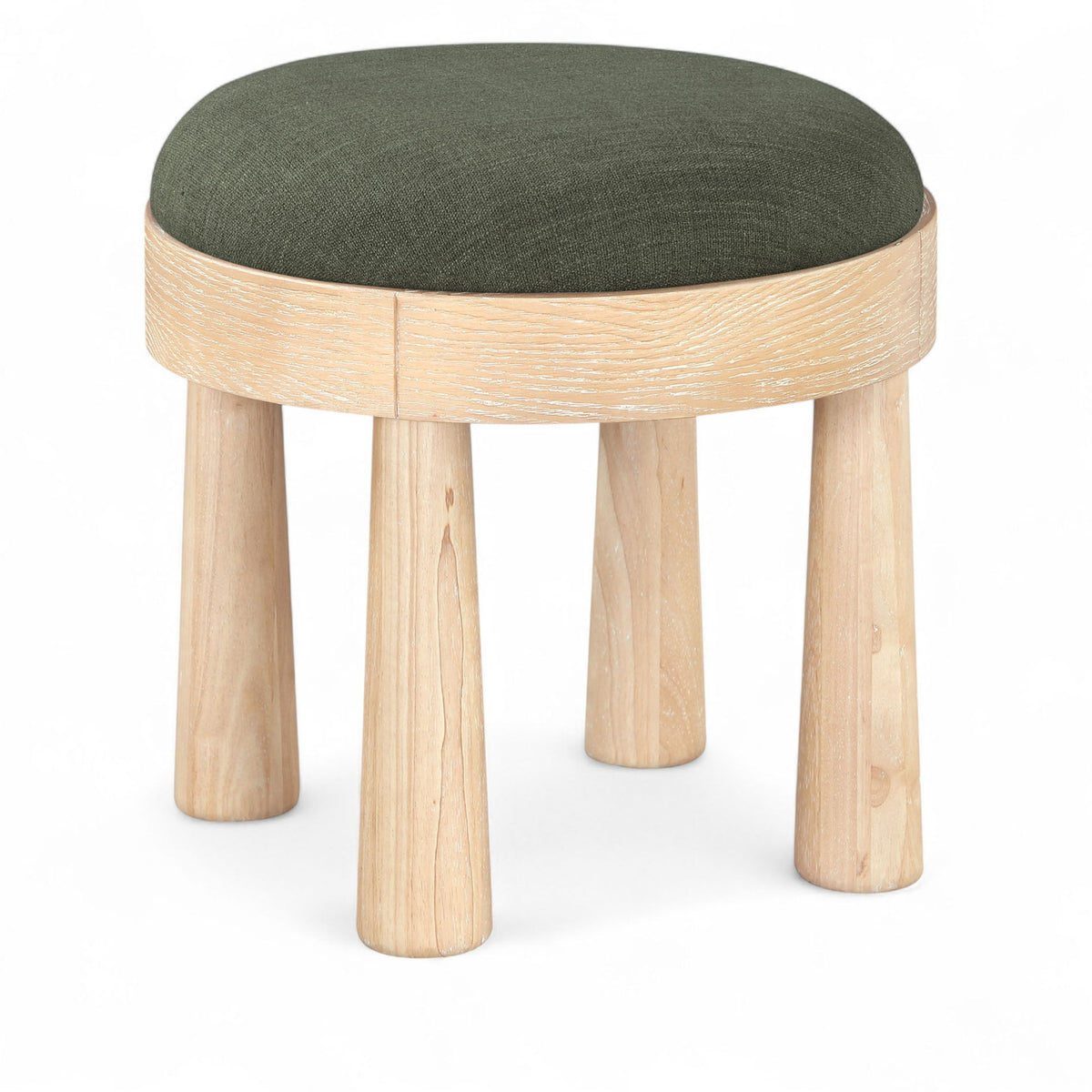 Larea - Linen Textured Fabric Ottoman - Natural Base