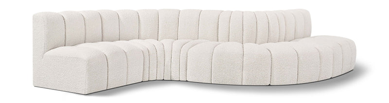 Arc - Boucle Fabric 6 Piece Curved Modular Sofa
