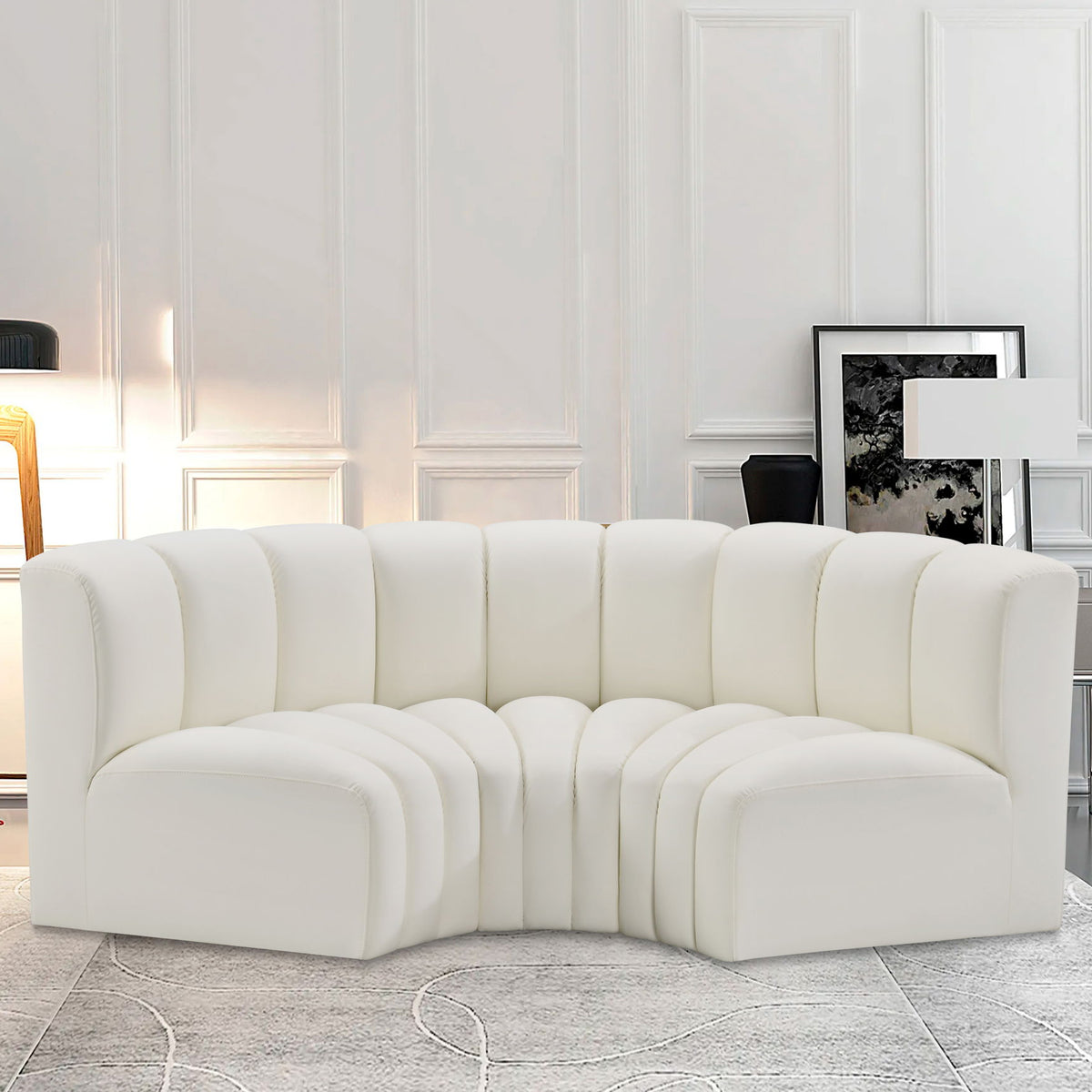 Arc - Faux Leather 3 Piece Modular U-Shaped Sofa