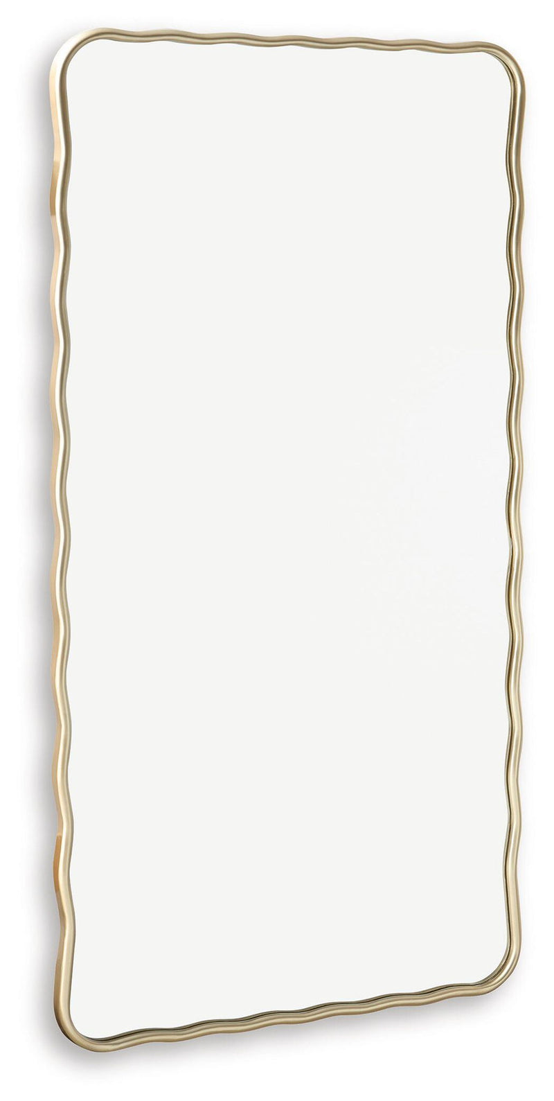 Brenthill accent mirror, tall rectangular with gold wavy border and rounded corners