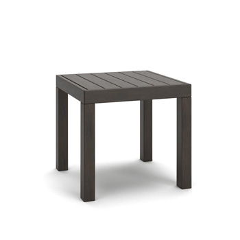 Mesa Valley square end table in dark brown with a slatted top and four straight legs