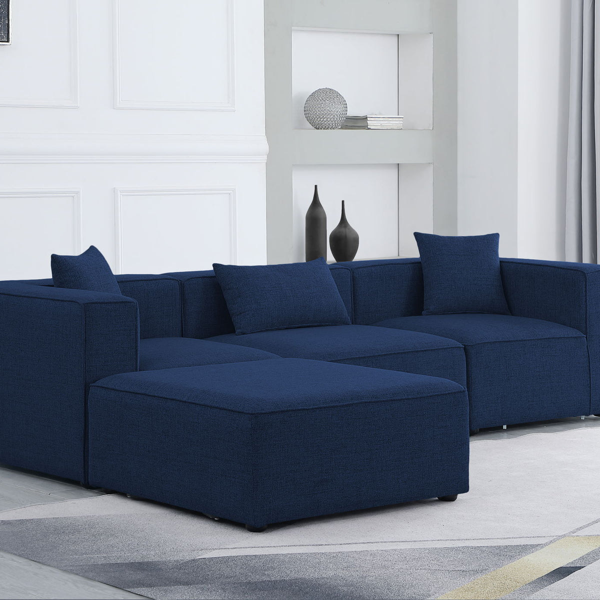 Cube - Linen 4 Piece Modular Sectional With Chaise