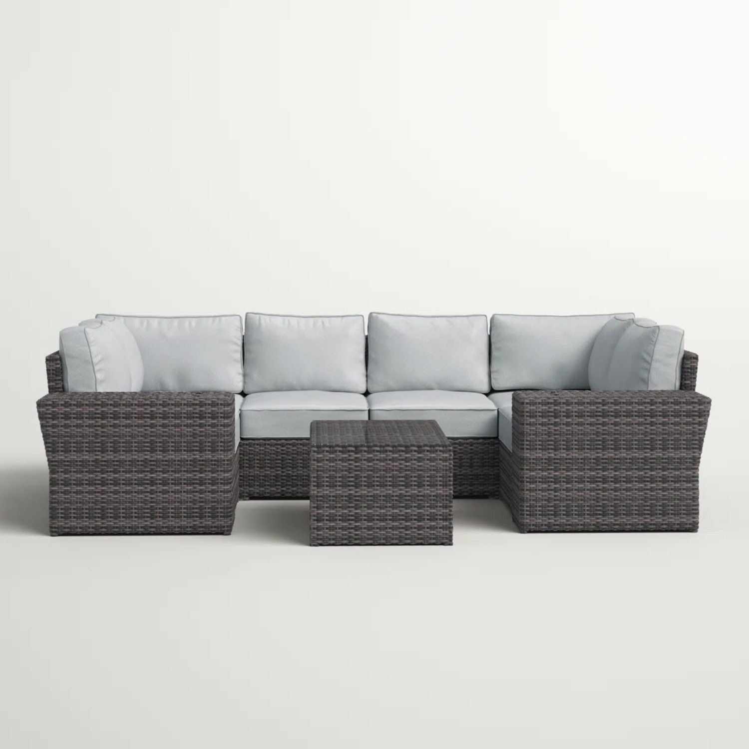 4 Person Outdoor Wicker Sofa Set With Cushions Versatile Seating - Brown
