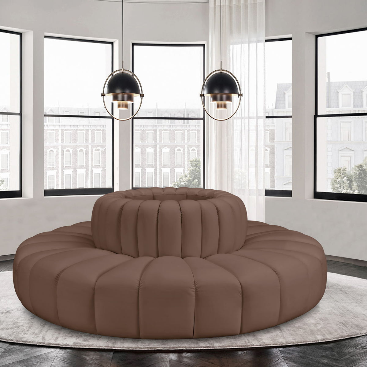 Arc - Faux Leather 8 Piece Round Modular Sofa