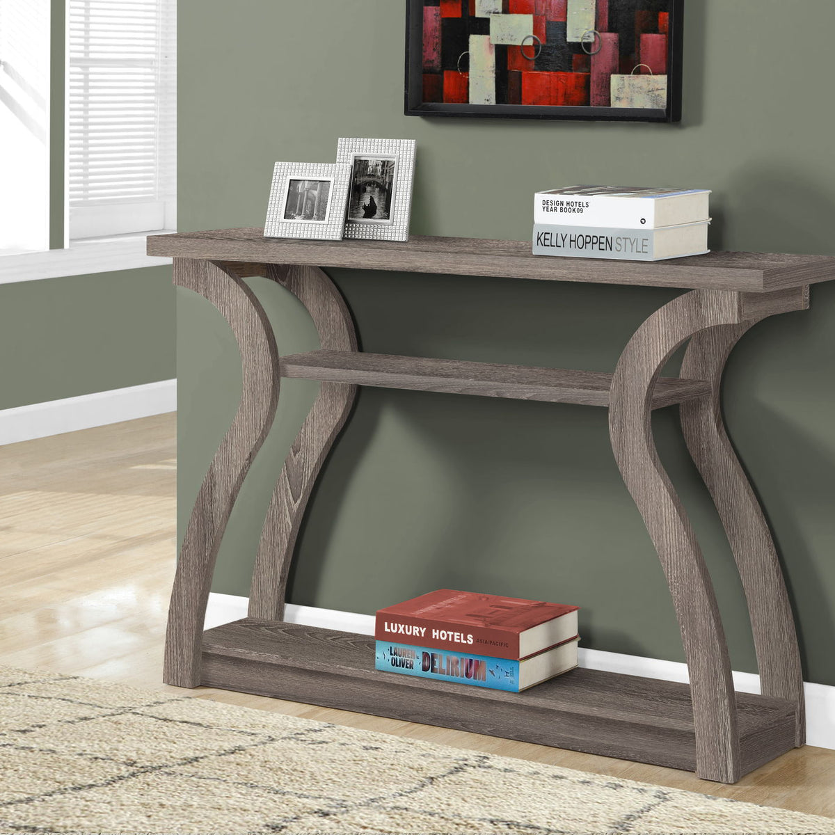 Accent Console Table For Entryway, Unique Curved Design