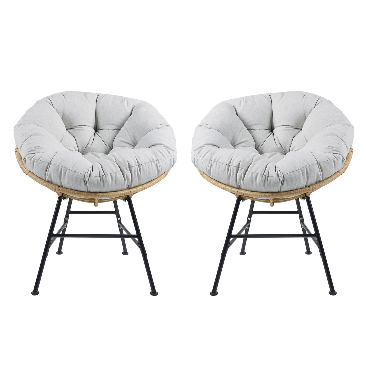 Palos - Outdoor Wicker Lounge Chair (Set of 2) - Brown / Light Gray