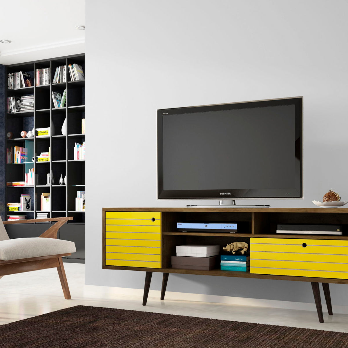 Manhattan Liberty - 71" TV Stand With Rustic Brown Frame