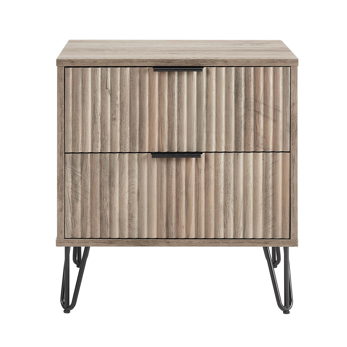 Dumbo - Fluted 2-Drawer Nightstand - Rustic Gray