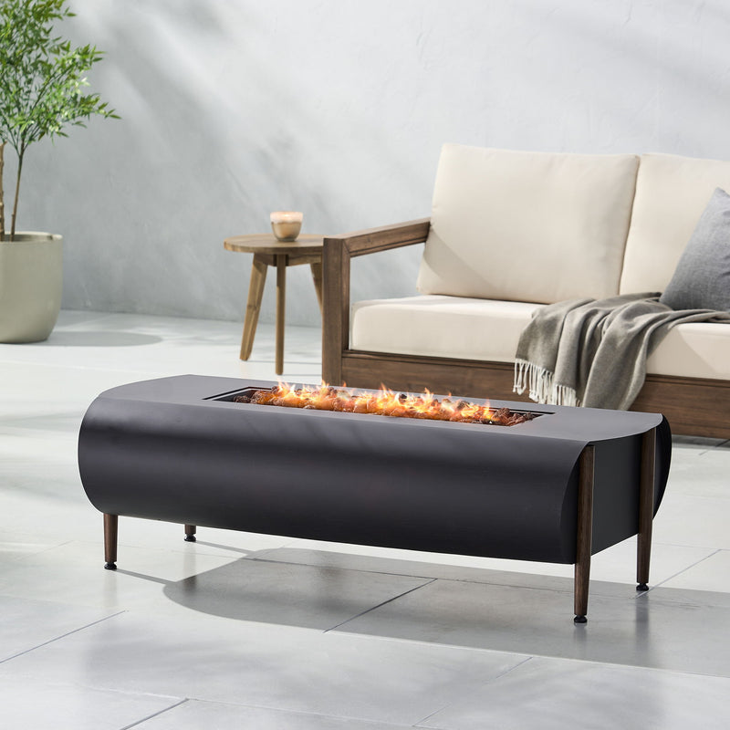 Vernon - Rectangle Fire Pit 50, 000 Btu - Dark Gray