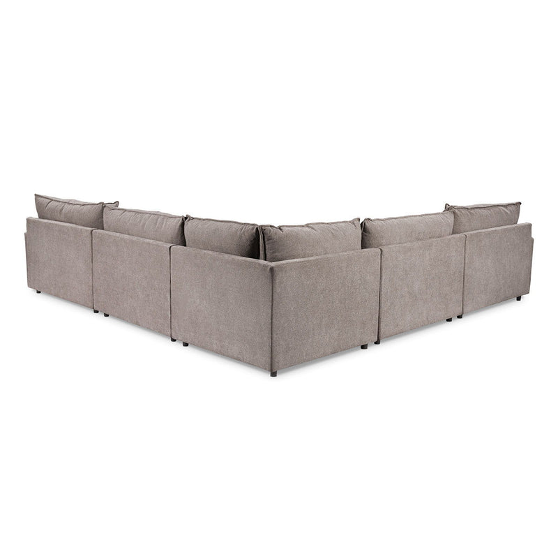 Gray modular sectional sofa with corner units and seat cushions
