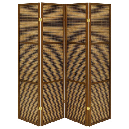 Browning - 4-Panel Bamboo Room Divider Folding Screen - Walnut