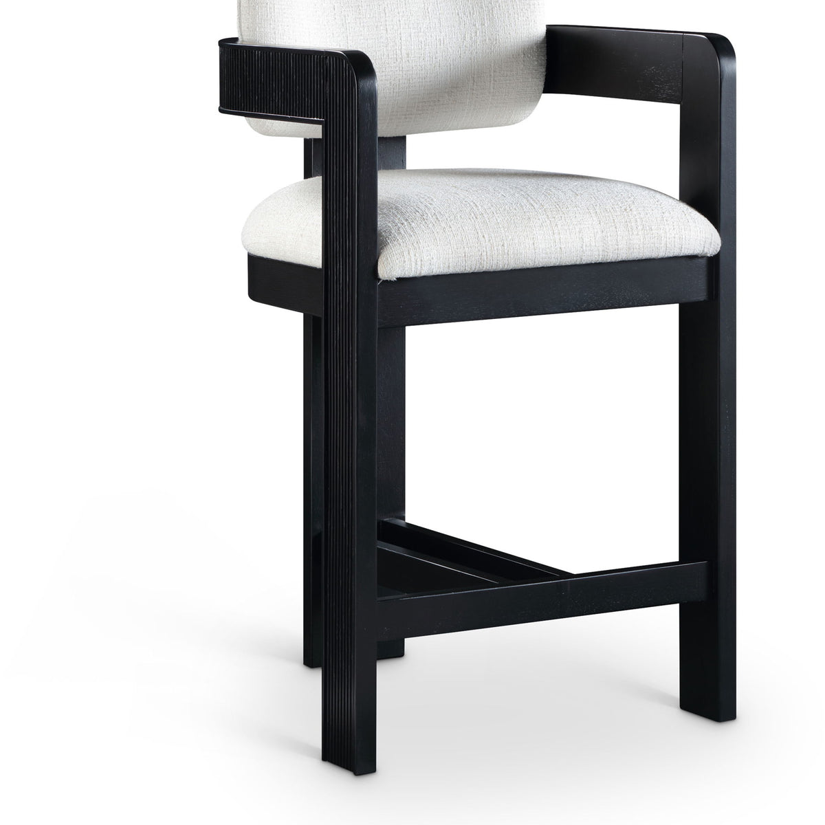 Sacha - Linen Stool With Black Base