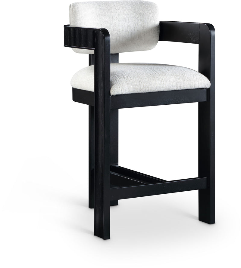 Sacha - Linen Stool With Black Base