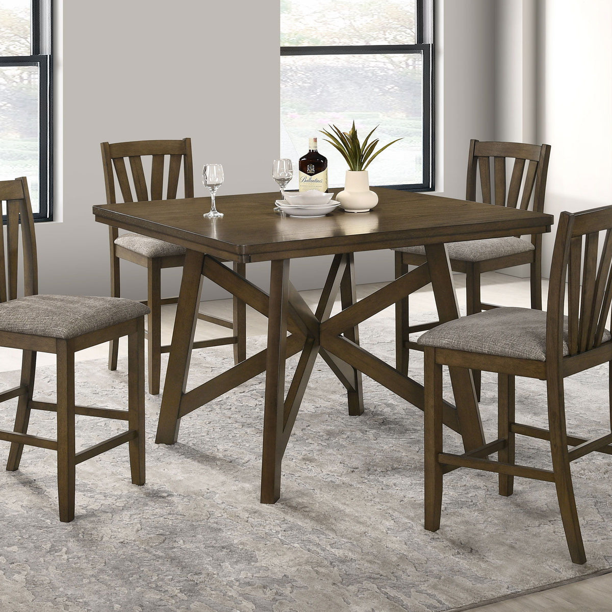 Canfield - 5 Piece Counter Height Dining Set - Brown