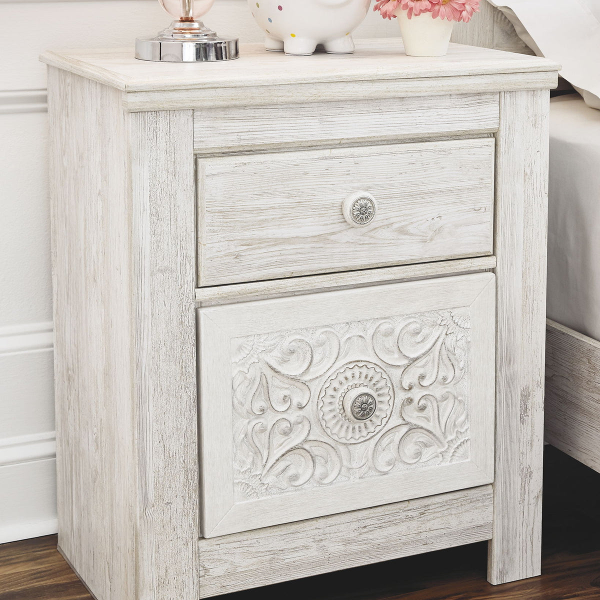 Paxberry - Two Drawer Night Stand - Whitewash