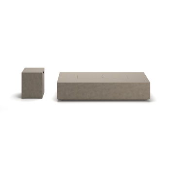 Light brown rectangular fire pit with matching tank cover