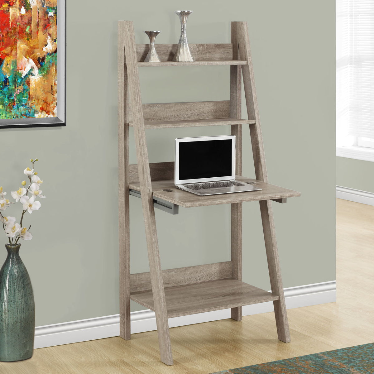 Computer Desk For Home Office, Laptop, Leaning, Storage Shelves