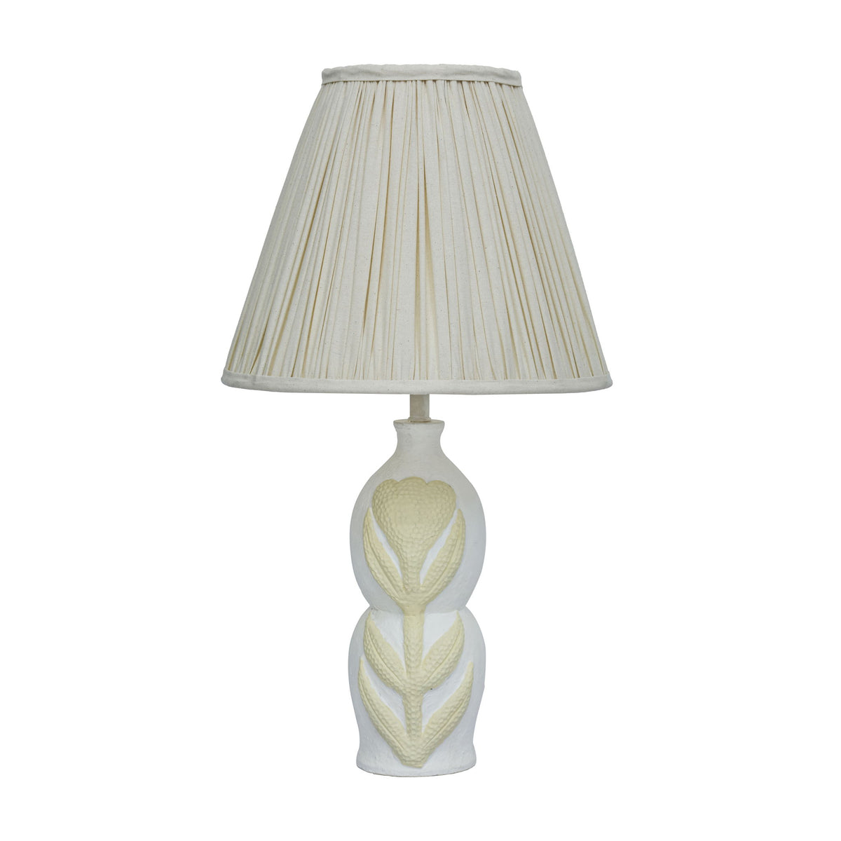 Edith - Curved Papier Mache Flower Pleated Table Lamp - Cream
