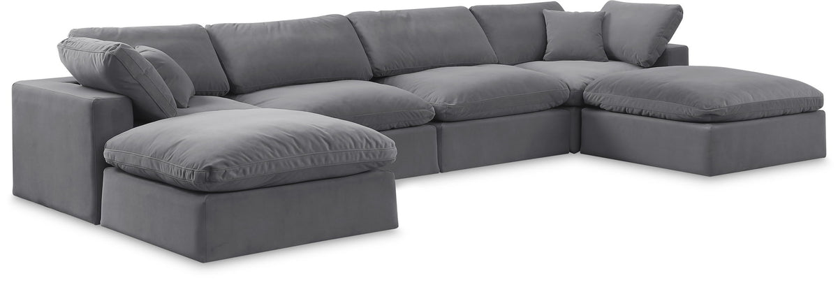 Comfy - 6 Piece Velvet Modular Double Chaise Sectional