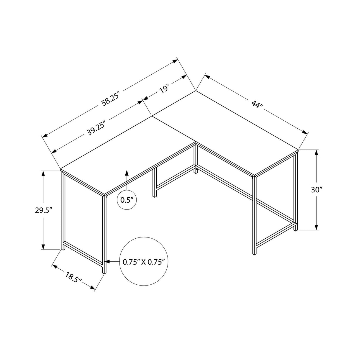 Computer Desk, Home Office, Corner, L Shape, Laptop, Marble Look Contemporary & Modern