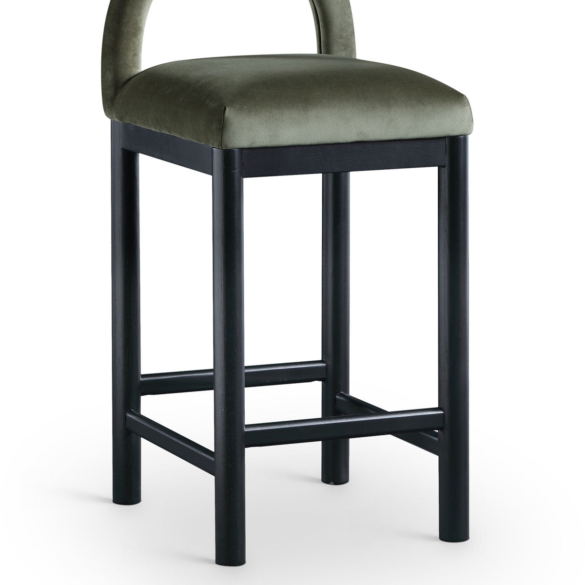Conrad - Velvet Counter Stool With Black Legs