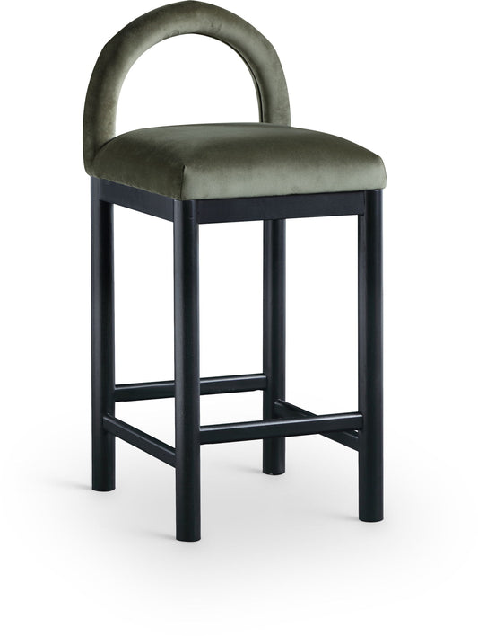 Conrad - Velvet Counter Stool With Black Legs