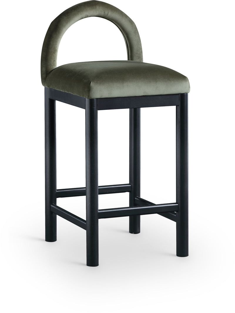 Conrad - Velvet Counter Stool With Black Legs