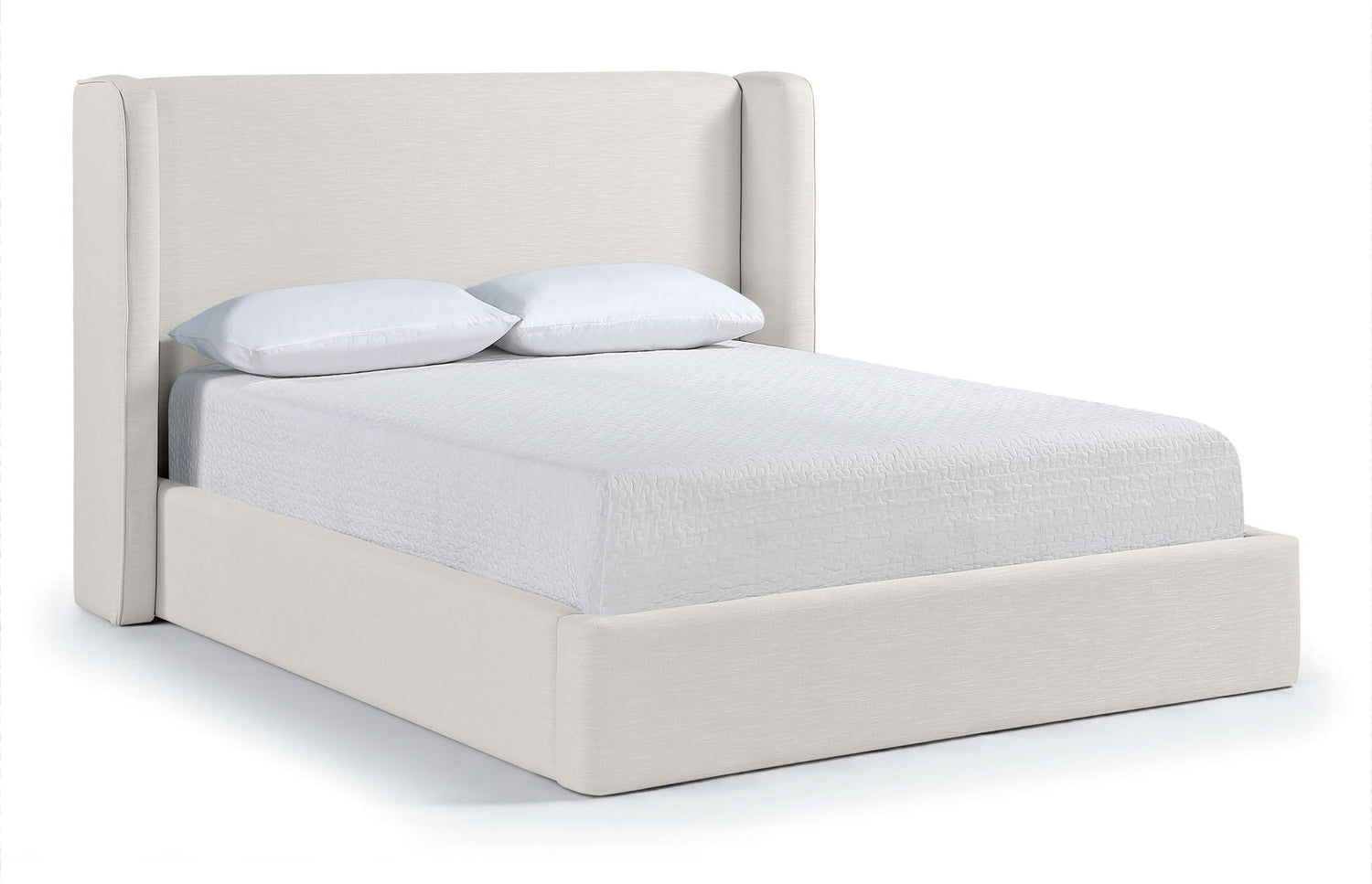 Kendall - Linen Textured Fabric Upholstered Bed - Cream