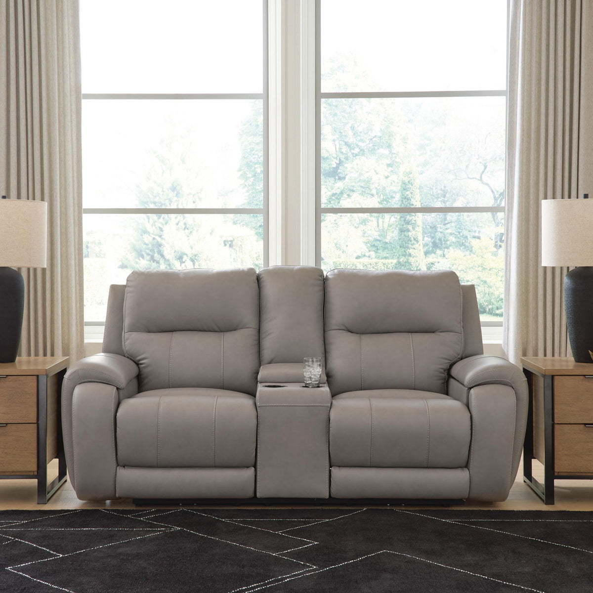 Real Moments - Power Reclining Loveseat With Audio Seating - Ash