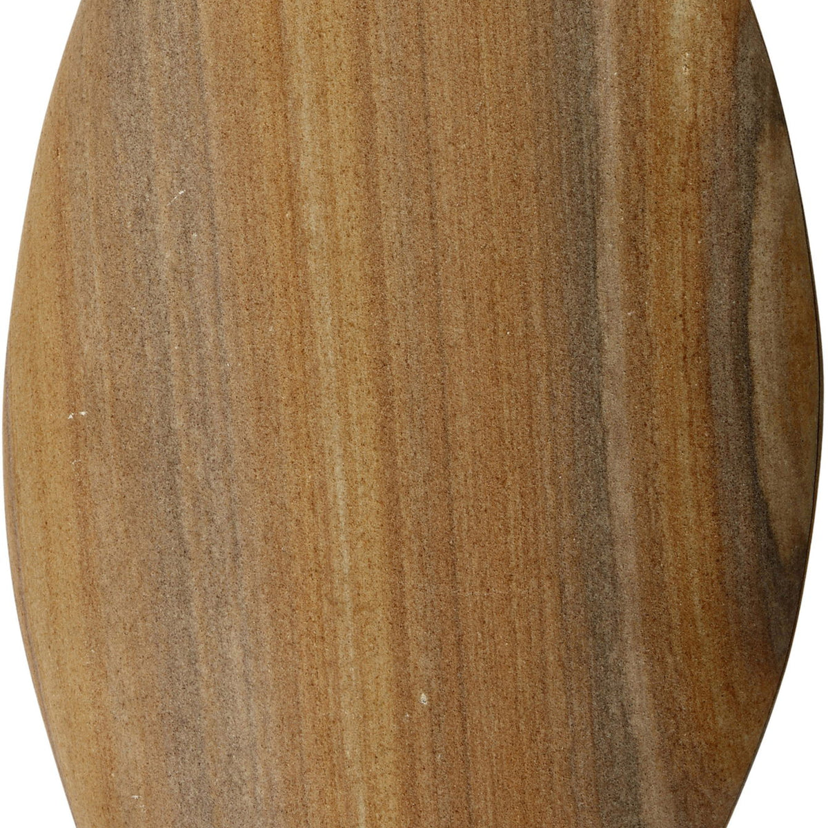 Sandstone vase in sand-beige with faceted vertical stone texture.
