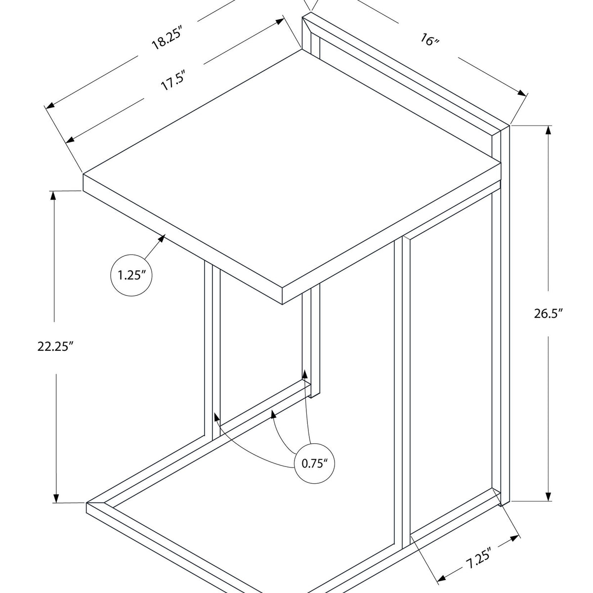 Accent Table, C - Shaped, Contemporary & Modern