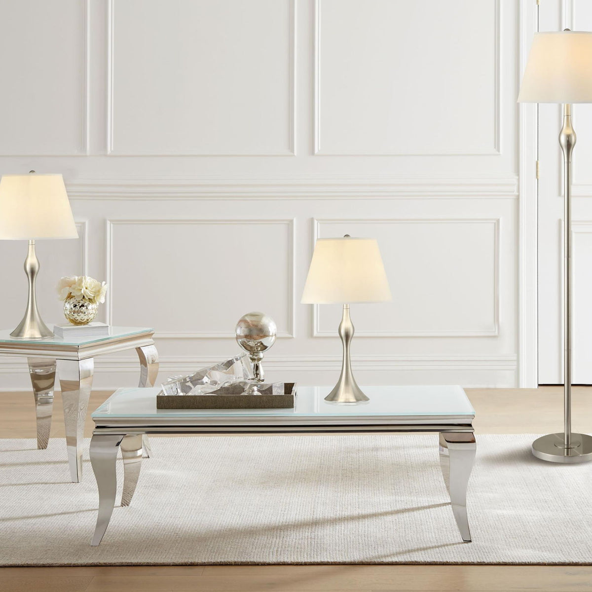 Griffin 3-piece Floor and Table Lamp Set Brushed Nickel