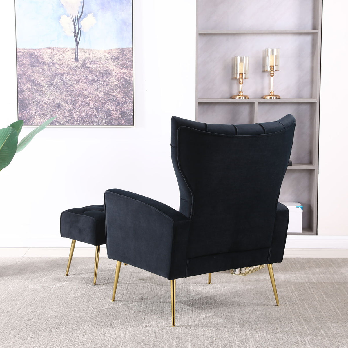 Modern Accent Chair With Ottoman, Comfy Armchair For Living Room