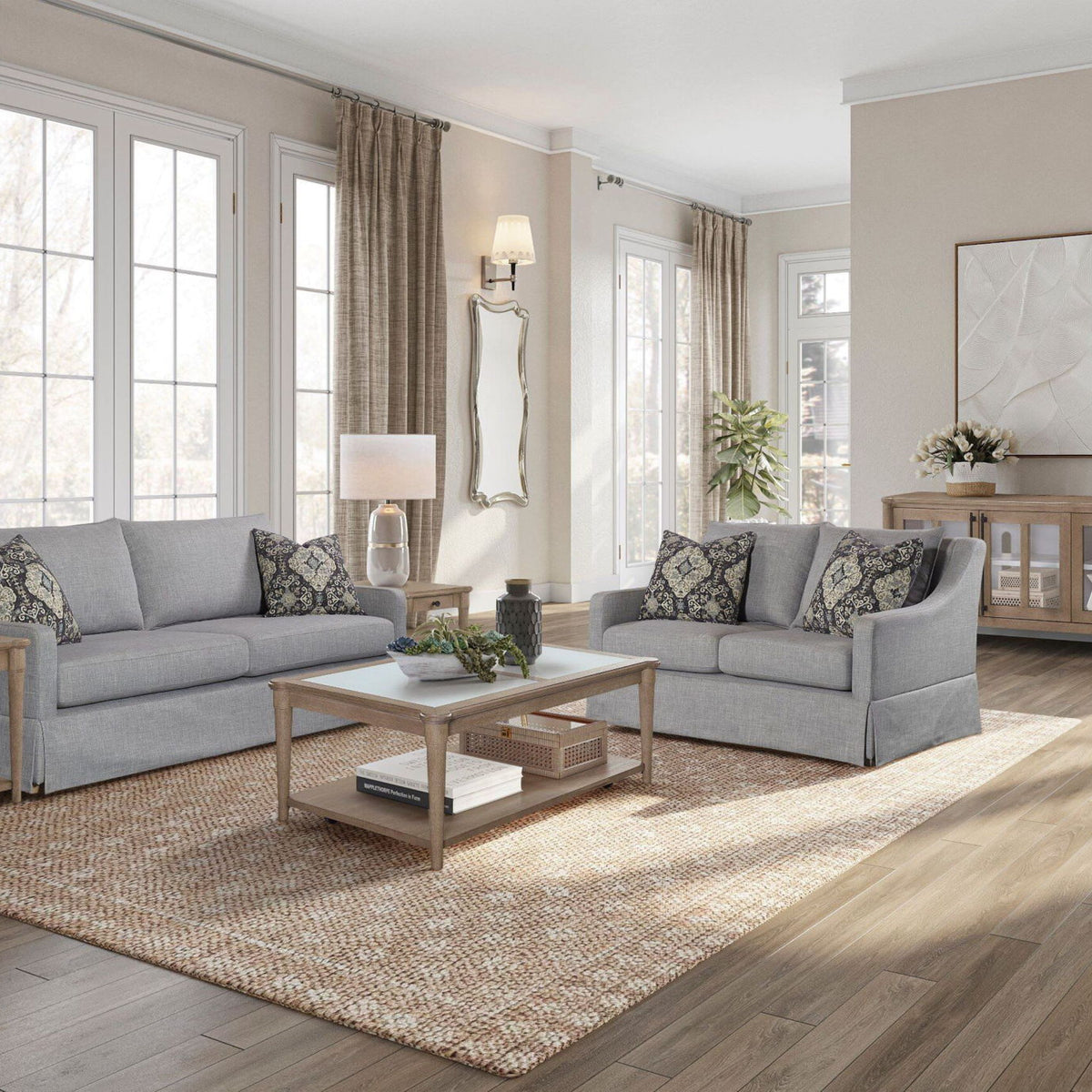 Sofa With 3 Reversable Cushions And 2 Pillows