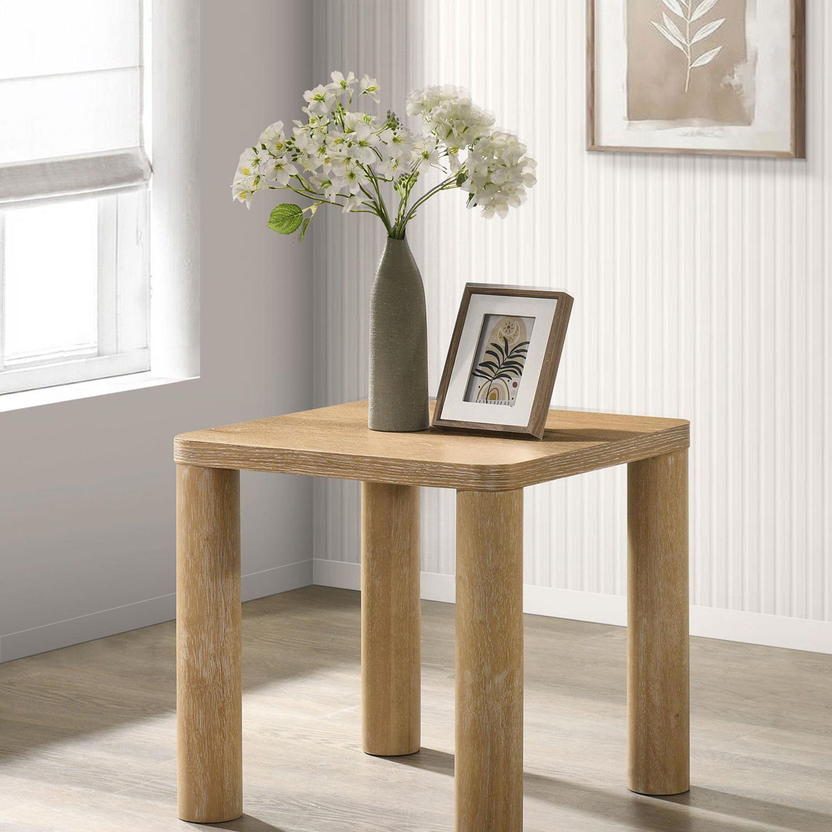 Castlewood Engineered Wood Accent Side End Table Light Oak