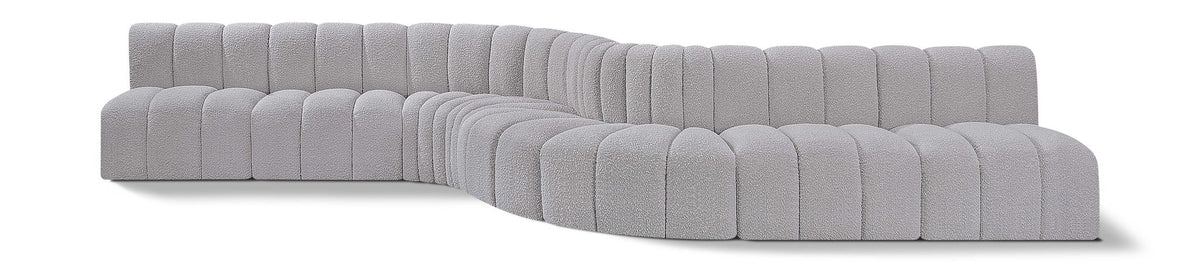 Arc - Boucle Fabric 8 Piece Curved Modular Sofa