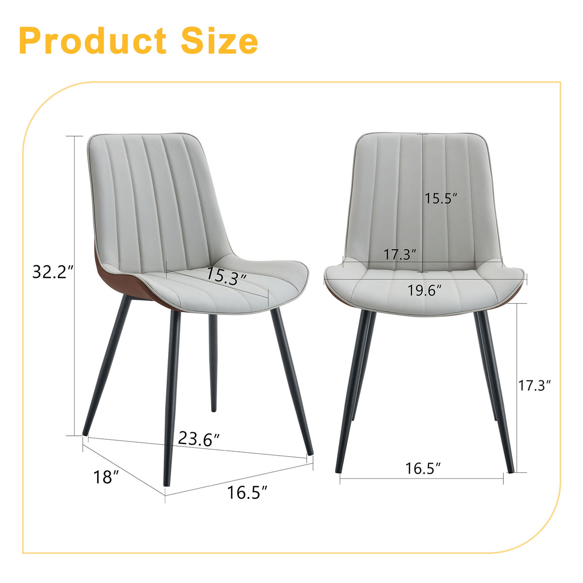 Modern Minimalist Dining Chair Set, Extended Seat Cushion