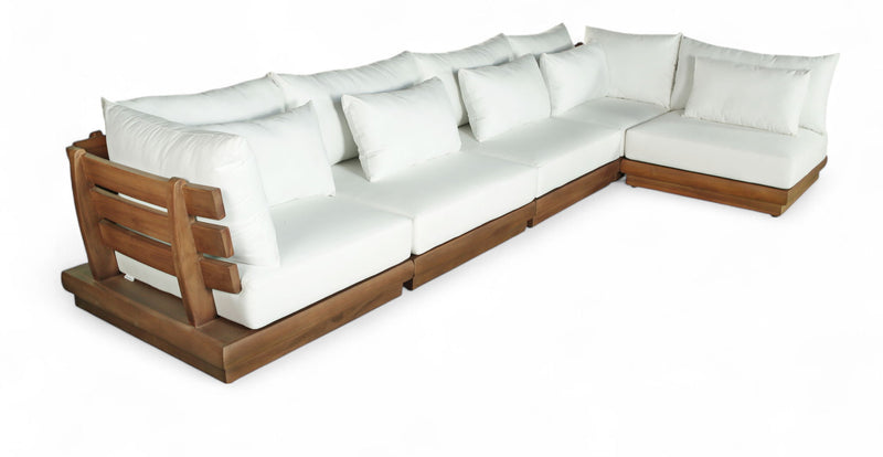 Mirella - 5 Piece Water Resistant Fabric Upholstered Outdoor Patio Modular Sectional