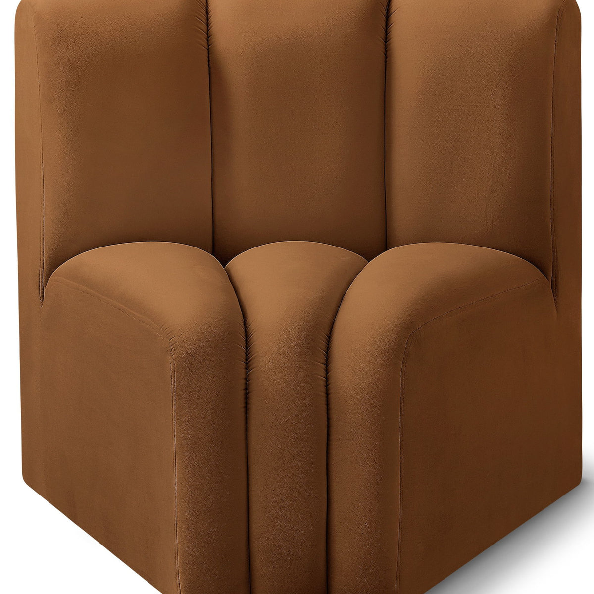 Arc - Velvet Curved Corner Chair - Saddle