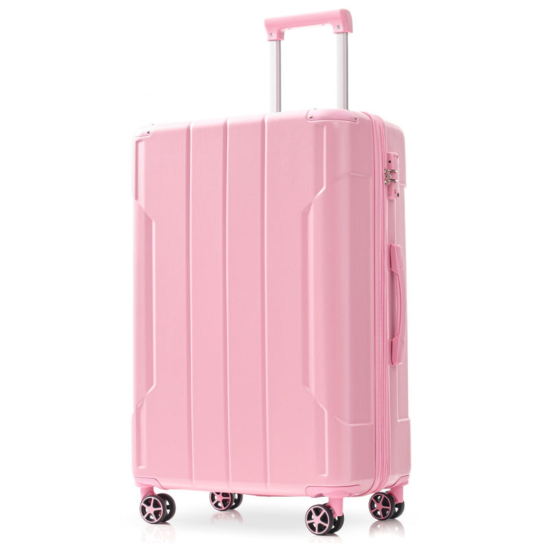 Hardshell Luggage, Lightweight Durable ABS Suitcases with Double Wheels, Expandable 24 Inch Checked Travel Luggage (Pink)