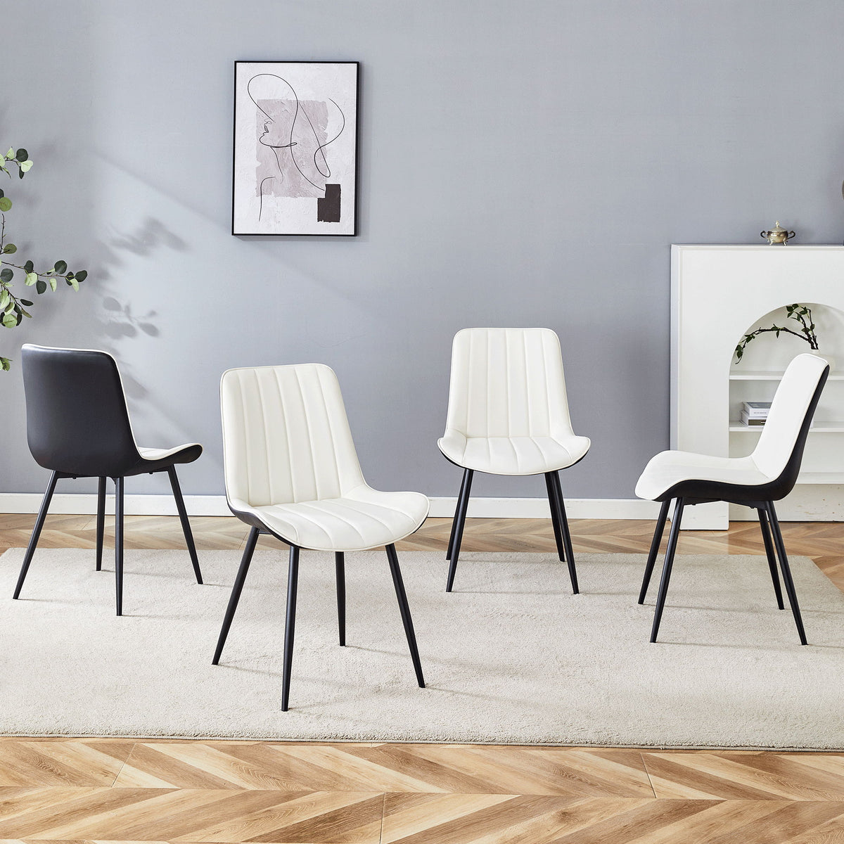 Modern Style Extended Seat Cushion Dining Chair Set
