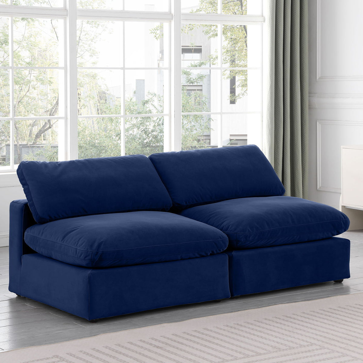 Comfy - Velvet Modular Armless Sofa 2 Seats