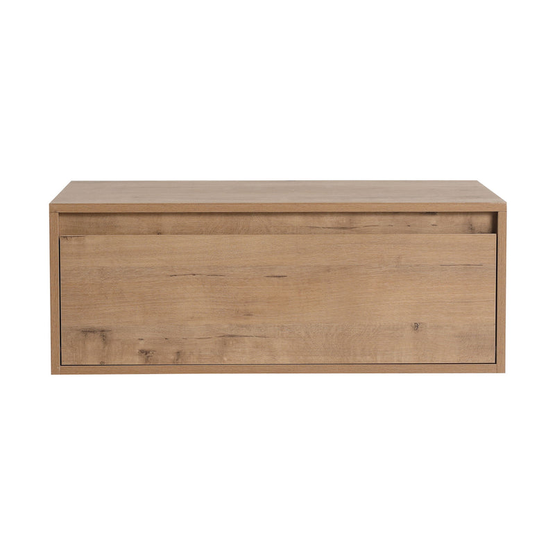 Imitative oak wall mirror cabinet with single door and rectangular mirror panel